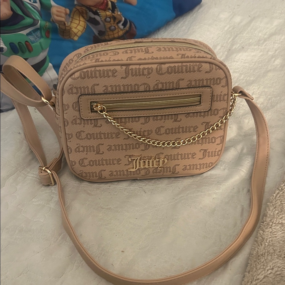 New - Juicy Couture Beige Crossbody Bag with Gold Accents